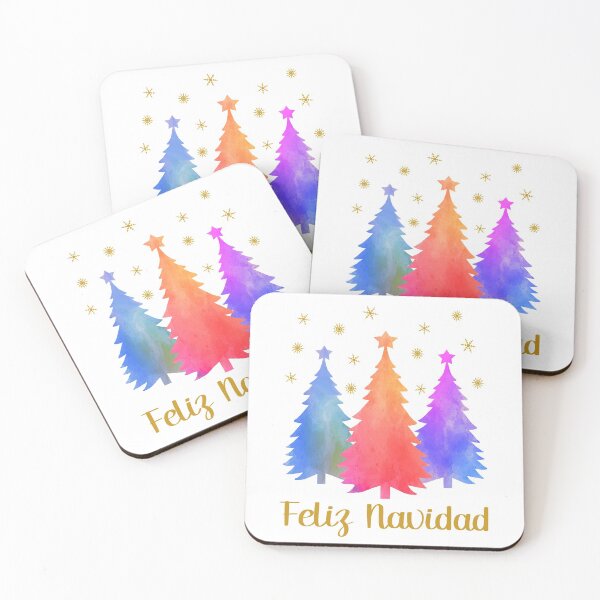 Item preview, Feliz Navidad Spanish Watercolor Pastel Christmas Trees Winter Forest designed and sold by Bad Kitty Designz.