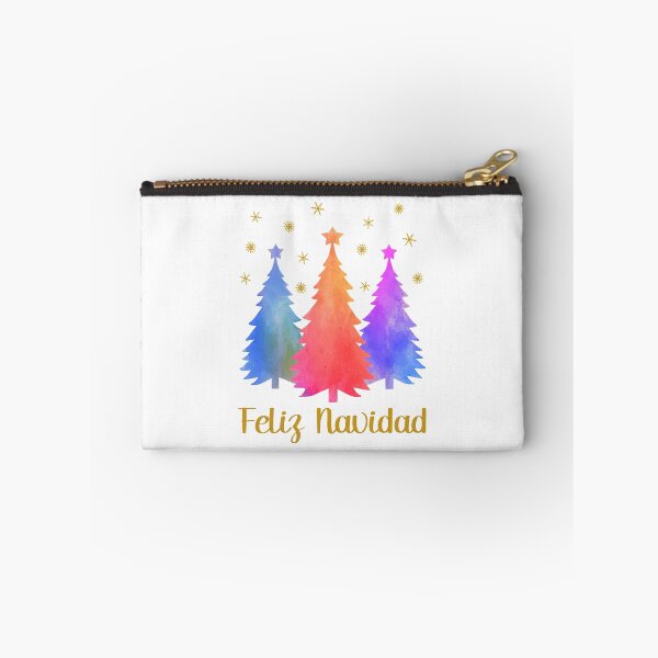 Aperçu de l'œuvre Feliz Navidad Aquarelle Espagnole Pastel Arbres De Noël Forêt D'hiver créée et vendue par Bad Kitty Designz.