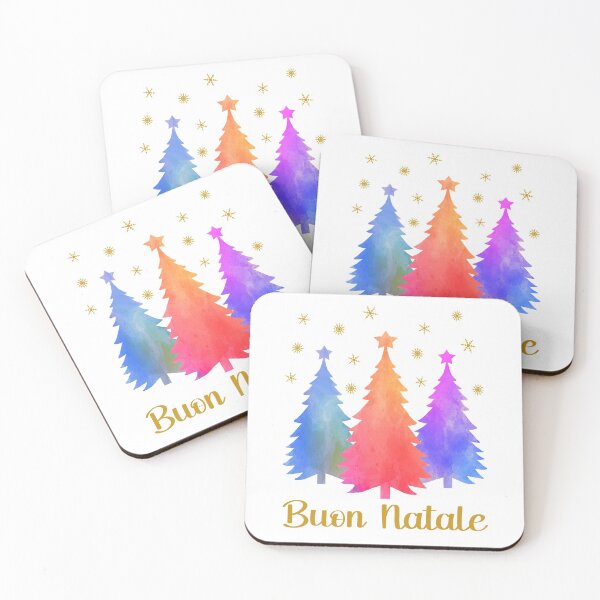 Item preview, Buon Natale Italian Watercolor Pastel Christmas Trees Winter Forest   designed and sold by Bad Kitty Designz.