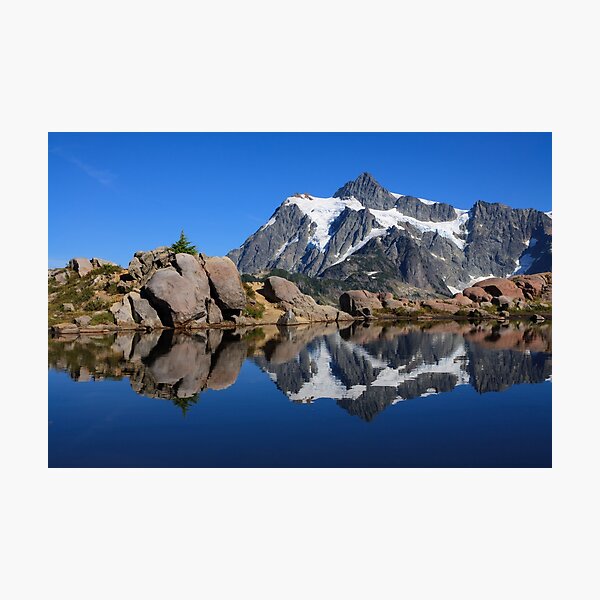 Mount Shuksan reflected in a mountain pond near Huntoon Point Photographic Print
