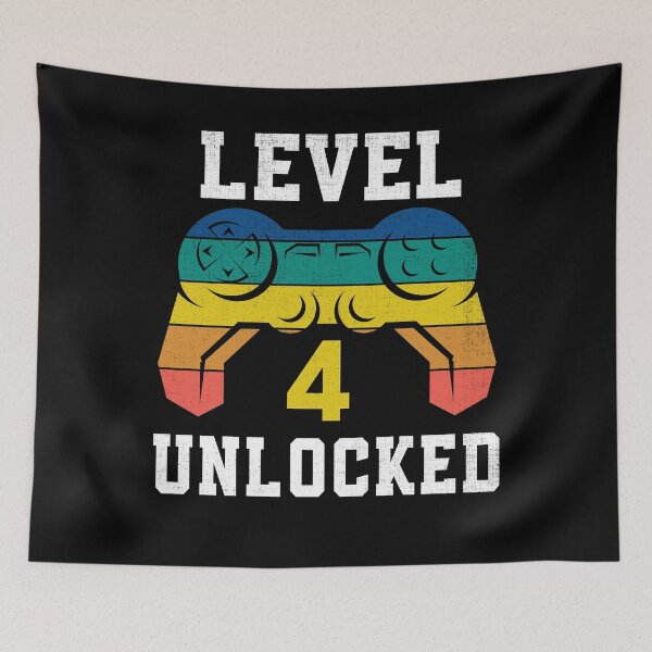 Item preview, Level 4 Unlocked, 4th Gamer Birthday Distressed designed and sold by Fabvity.