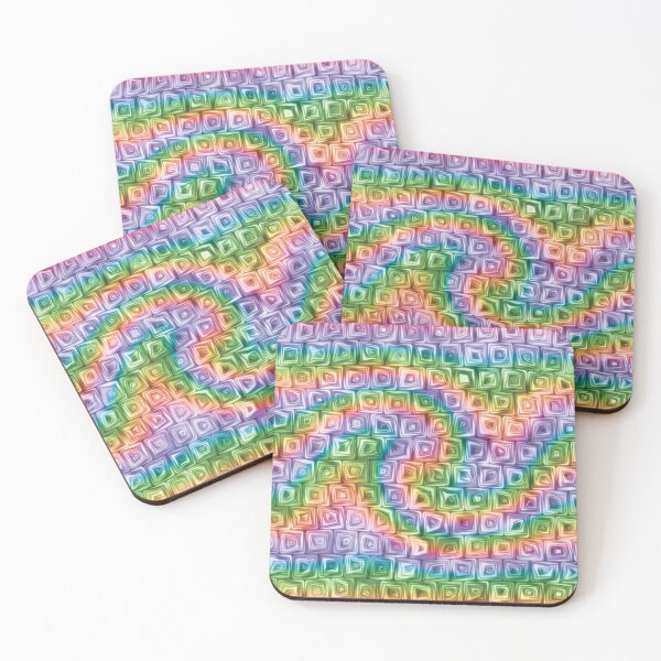 Item preview, Tiny Rainbow Swirl Squiggly Swirly Spiral Squares designed and sold by James-Cole.