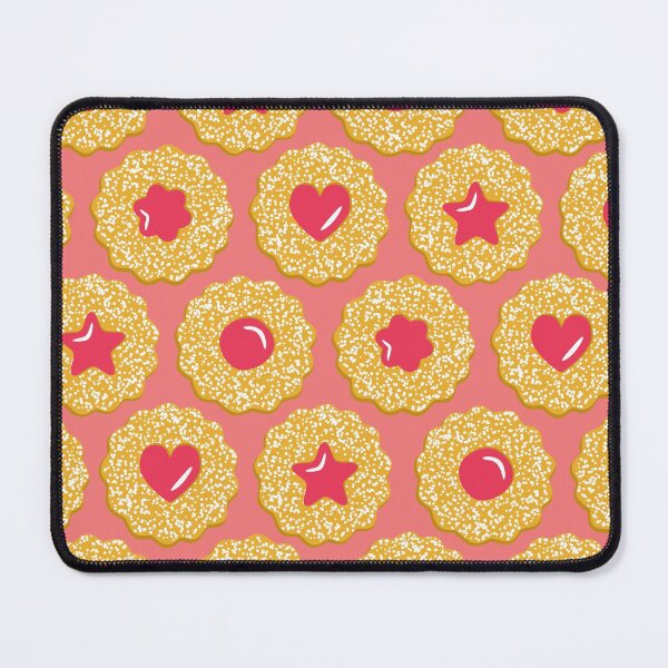 Item preview, Linzer Jam Filled Cookies Pattern Coral Pink designed and sold by cashewdays.