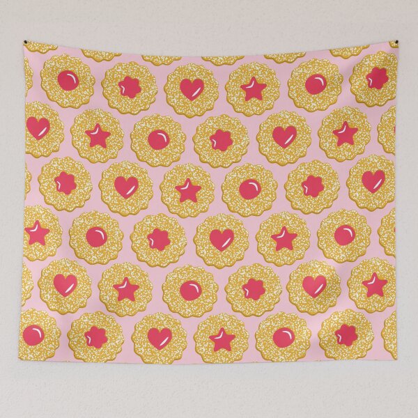 Item preview, Linzer Jam Filled Cookies Pattern Light Pink designed and sold by cashewdays.