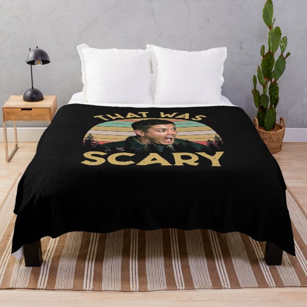 Dean Winchester Supernatural That Was Scary Funny Vintage Retro  Throw Blanket