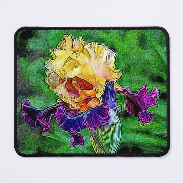 Item preview, Orange Gold Ultra Violet and Dark Purple Painterly Flag Iris designed and sold by SeaChangeDesign.