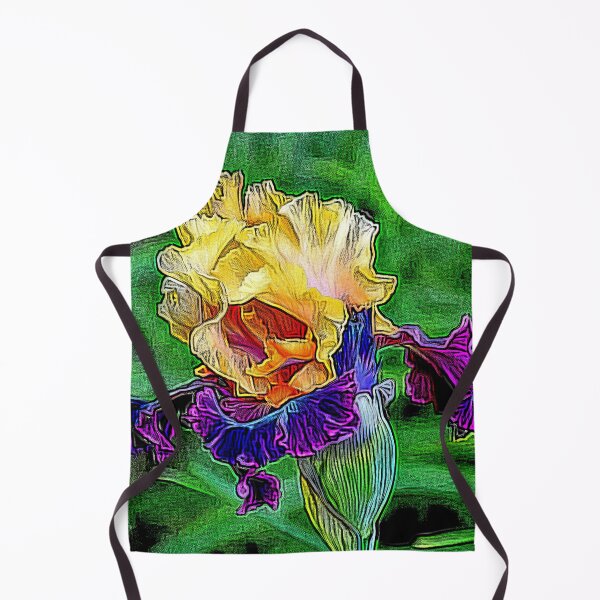 Item preview, Orange Gold Ultra Violet and Dark Purple Painterly Flag Iris designed and sold by SeaChangeDesign.