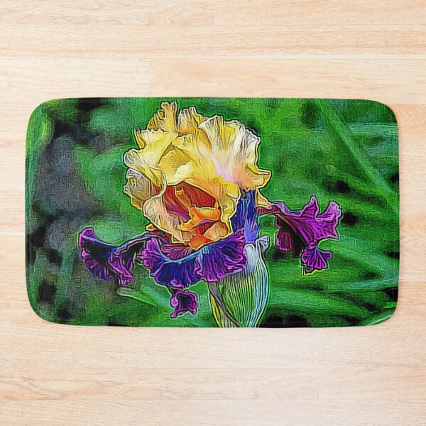 Item preview, Orange Gold Ultra Violet and Dark Purple Painterly Flag Iris designed and sold by SeaChangeDesign.