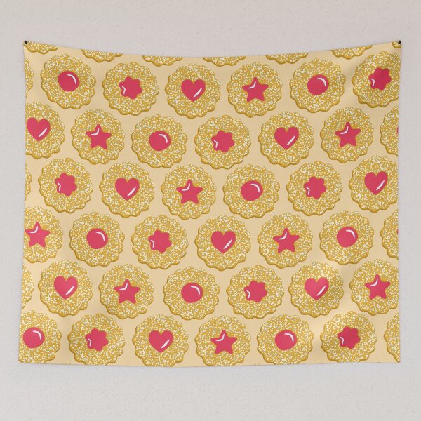 Item preview, Linzer Jam Filled Cookies Pattern Cream Colour designed and sold by cashewdays.