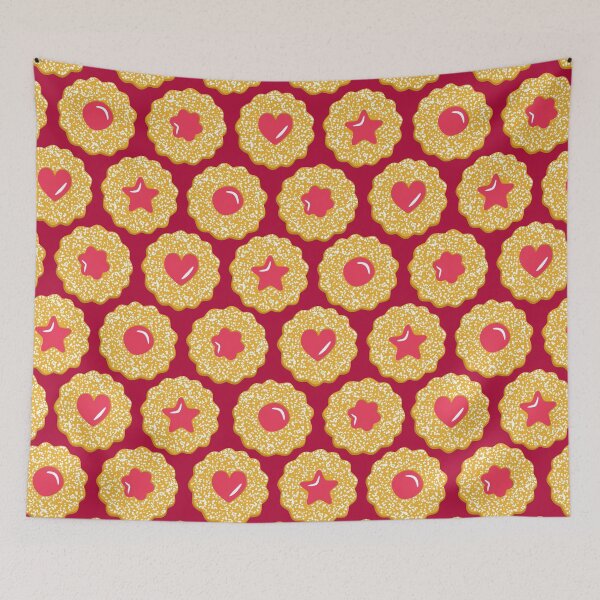 Item preview, Linzer Jam Filled Cookies Pattern Dark Red designed and sold by cashewdays.
