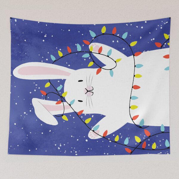 Item preview, Christmas White Bunny - My Favorite Color Is Christmas Lights! designed and sold by ShyOwlet.