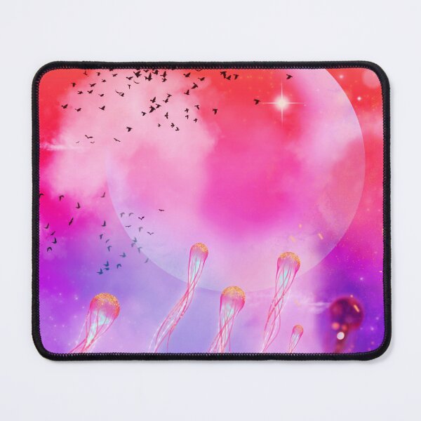 Item preview, Ethereal flying fantasy jellyfishes in sunset designed and sold by Otterandpanda.