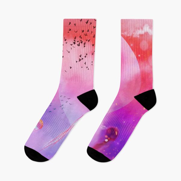 Item preview, Ethereal flying fantasy jellyfishes in sunset designed and sold by Otterandpanda.