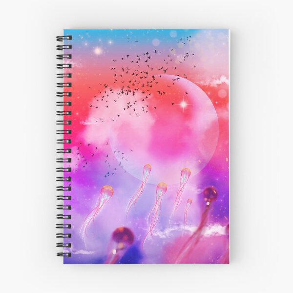 Item preview, Ethereal flying fantasy jellyfishes in sunset designed and sold by Otterandpanda.