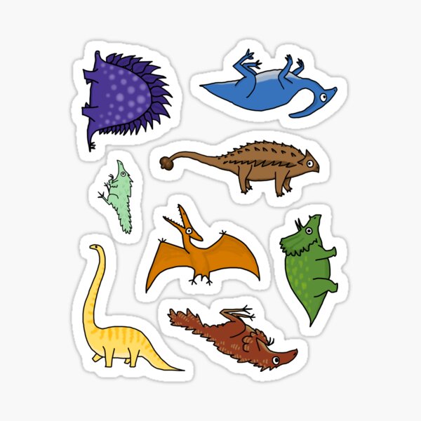 Vista previa del artículo con la obra «Juego de pegatinas de dinosaurios 2», diseñado y vendido por Vincent Briggs.