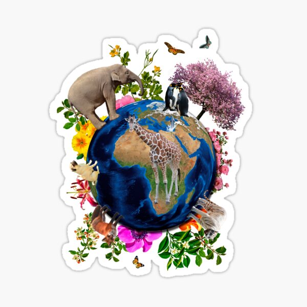 Earth with Flowers Mother Nature Sticker for Sale by