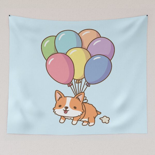 Item preview, Cute Corgi Poot and Rainbow Balloons Funny designed and sold by rustydoodle.