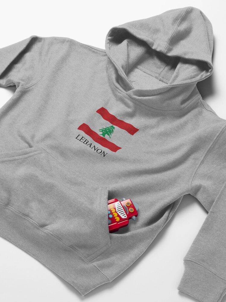 Alternate view of Lebanon flag Kids Pullover Hoodie