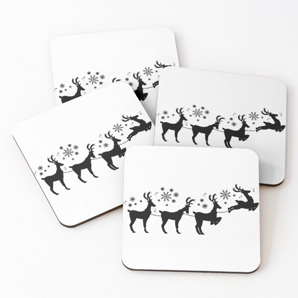 Item preview, Rein deer -silhouettes with snow flakes falling- stickers ,posters ,t-shirts ,giftcards designed and sold by Designerstown.