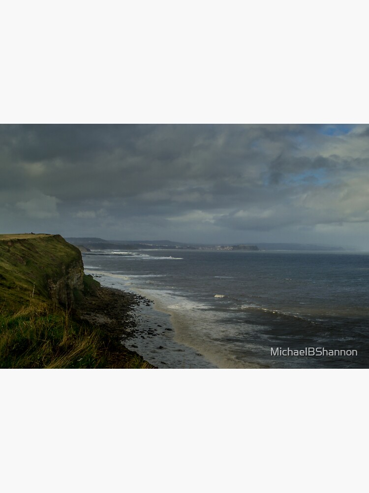 "View north from the cliffs near Filey Brigg" Sticker for Sale by