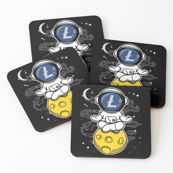 Artikelvorschau, Astronaut Yoga LiteCoin LTC zum Mond Crypto Token Blockchain Cryptocurrency Wallet entworfen und verkauft von JaxonBrown.