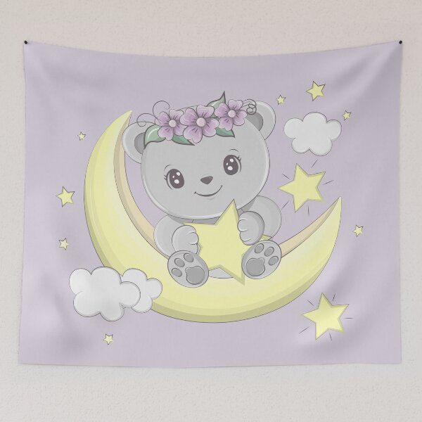 Item preview, Bear On Crescent Moon Stars Night Clouds designed and sold by Simplyy  Unique.
