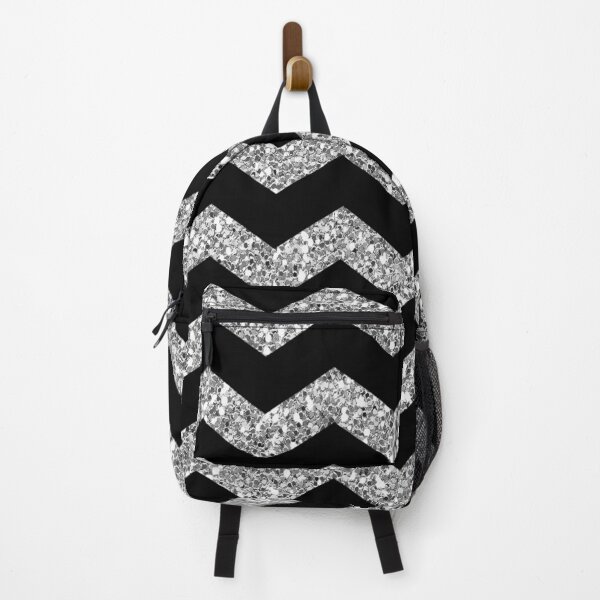 Item preview,  Patrón de zigzag negro y plateado, patrón de Chevron negro y plateado, patrón abstracto negro y plateado, designed and sold by Tamas Das.
