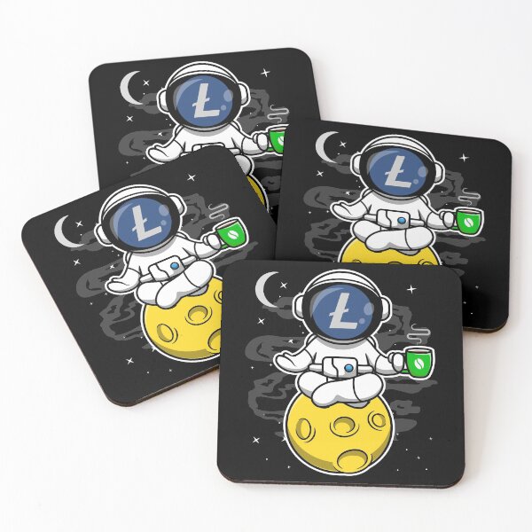 Artikelvorschau, Astronaut Yoga Coffee LiteCoin LTC To The Moon Crypto Token Blockchain Cryptocurrency Wallet entworfen und verkauft von JaxonBrown.