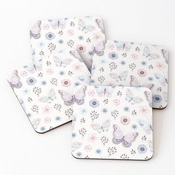 Item preview, Flying butterflies and flowers in vintage watercolor designed and sold by RoslynArt.