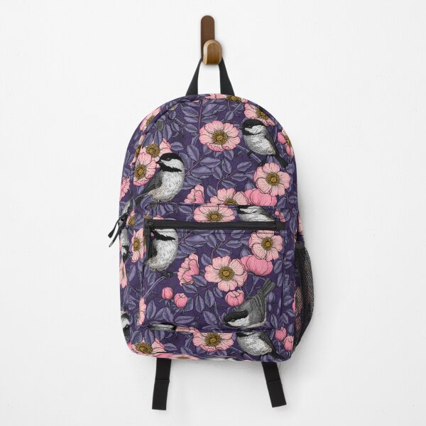 Item preview, Chickadees in the wild rose, pink and violet designed and sold by Katerina Mitkova Kirilova.