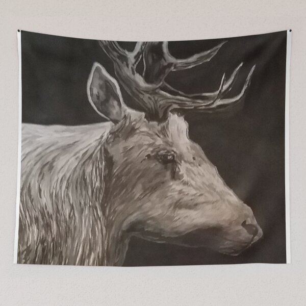 Item preview, B+W Deer Portrait designed and sold by AkioftheSand.