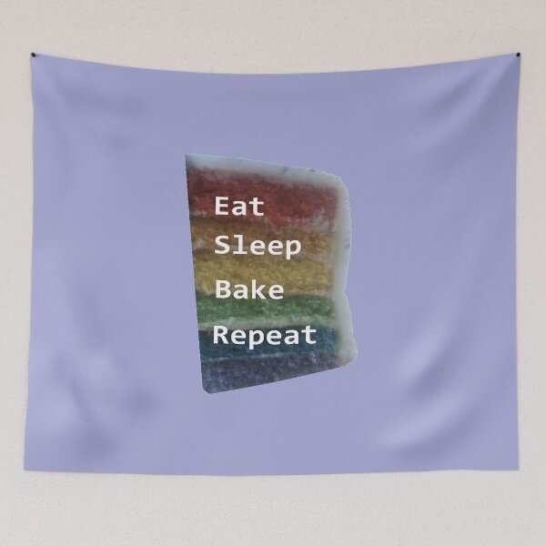 Item preview, Eat Sleep Bake Repeat colourful layer cake slice designed and sold by glowvim.