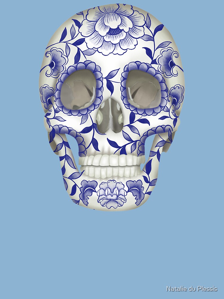 Chinese Porcelain Blue & White Sugar Skull Kids T-Shirt for Sale