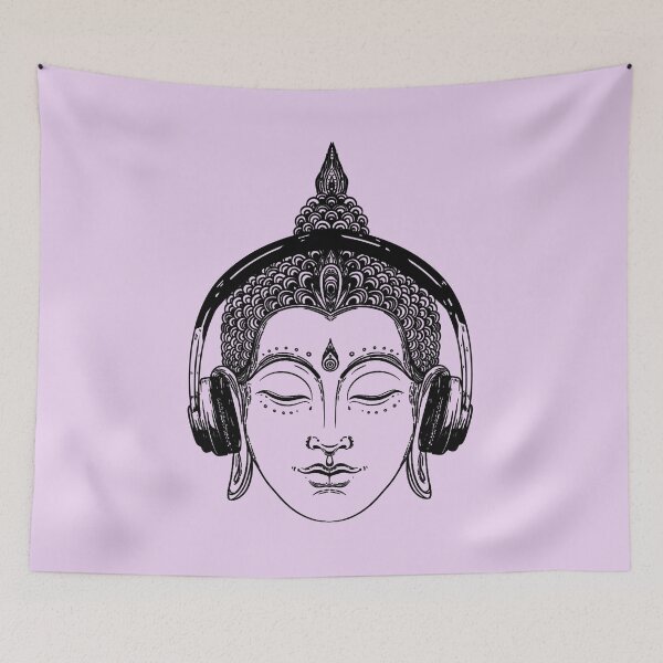 Item preview, Chilling Buddha DJ with headphones listening music zen meditation designed and sold by Byfab.