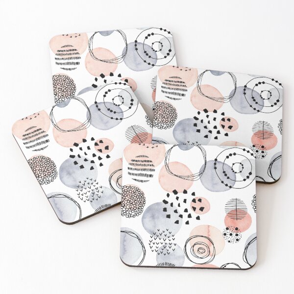Item preview, Watercolour Circles | Coral and Grey Palette designed and sold by RebeccaFlaherty.
