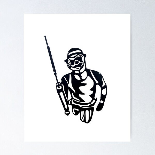 Spearfishing Diver Spear' Poster, picture, metal print, paint by Phil