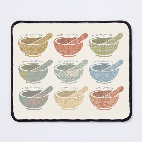Item preview, Mortars and Pestles from vintage wallpaper, multilingual designed and sold by Eenig.