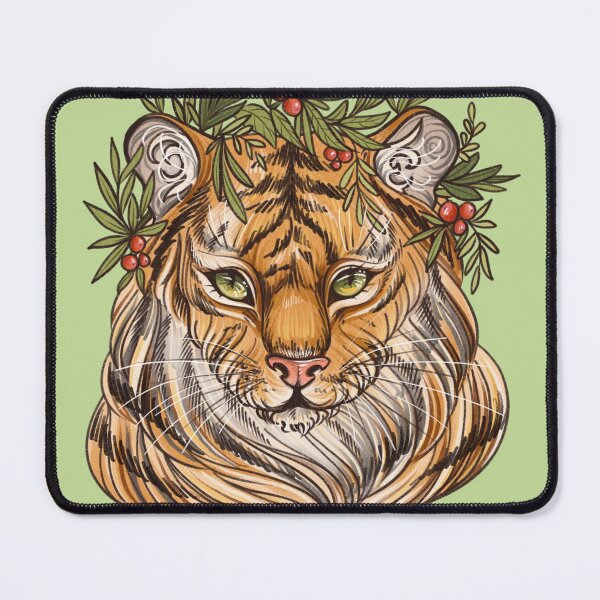 Item preview, Tiger in a wreath of leaves designed and sold by noelle-far.