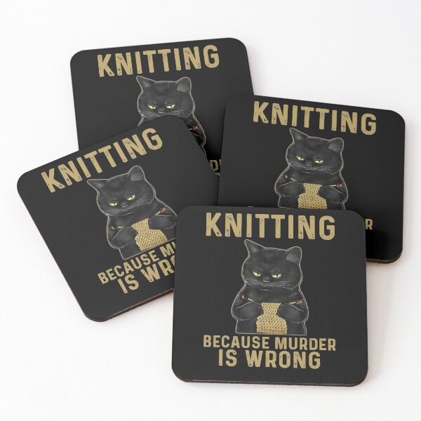 Item preview, Knitting Because Murder Is Wrong Black Cat designed and sold by Unicorny-Design.