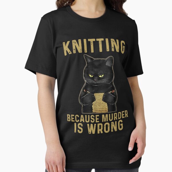 Item preview, Knitting Because Murder Is Wrong Black Cat designed and sold by Unicorny-Design.