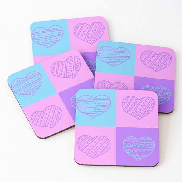 Item preview, Garabatos de corazones en una cuadrícula. Azul, Rosa, Lila designed and sold by trendingatees.