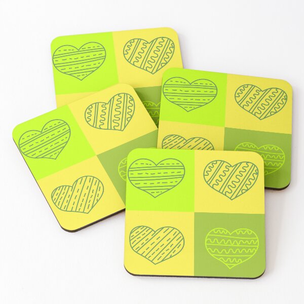 Item preview, Garabatos de corazones en una cuadrícula. Lima, Amarillo, Verde designed and sold by trendingatees.