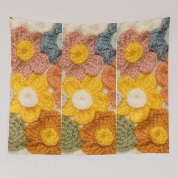 Item preview, flowering Crochet  pattern - brown - beige - yellow designed and sold by Amalzaki.