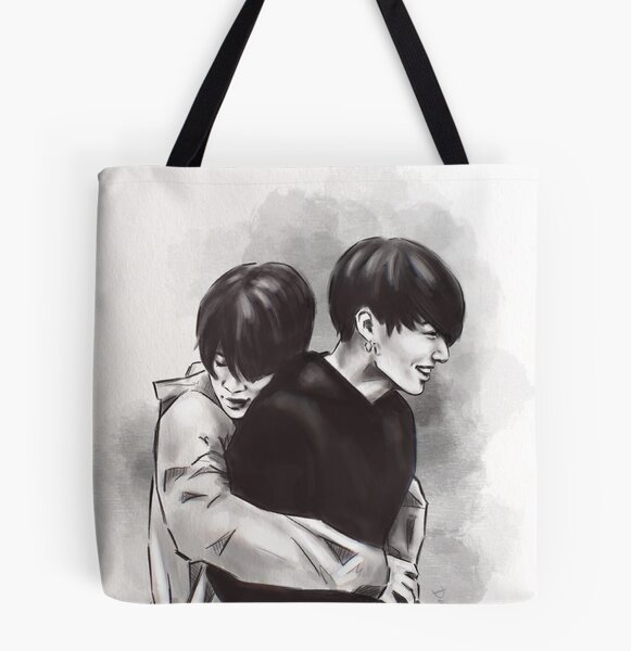 BTS Jimin and JK Black Swan Tote bag - hand painted Jimin and Jung Kook  Handmade