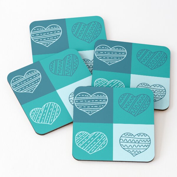 Item preview, Garabatos de corazones en una cuadrícula. Azul, Turquesa, Aguamarina. designed and sold by trendingatees.