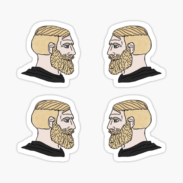 Chad and virgin Chad meme - Stickers & more ! Sticker by MemesFactory