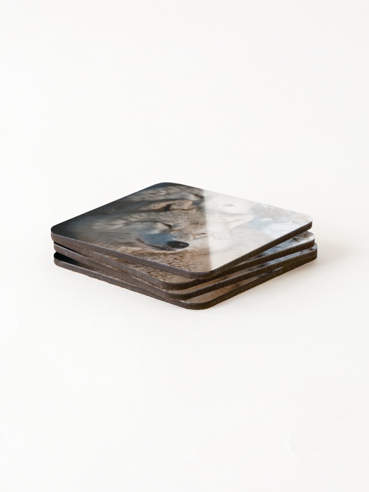Thumbnail 4 of 5, Coasters (Set of 4), Arctic Wolves designed and sold by WolvesOnly.