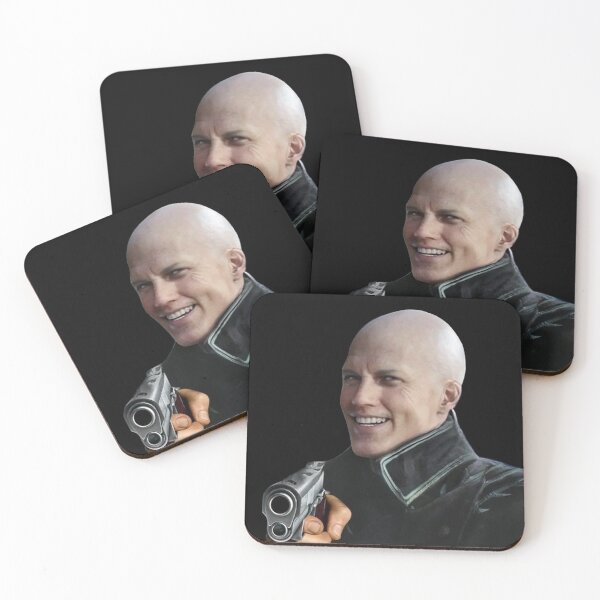 Item preview, Bald Vergil pointing a gun - blursed Devil May Cry funny face meme designed and sold by KefrostDs.