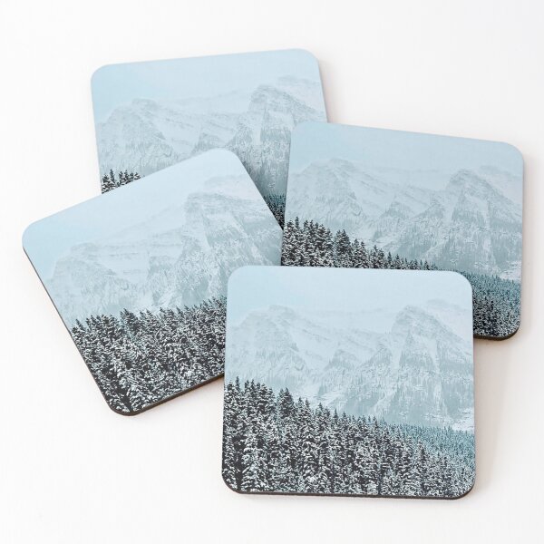 Item preview, pine trees in snow, mountain covered snow nature landscape designed and sold by Mo2mo.