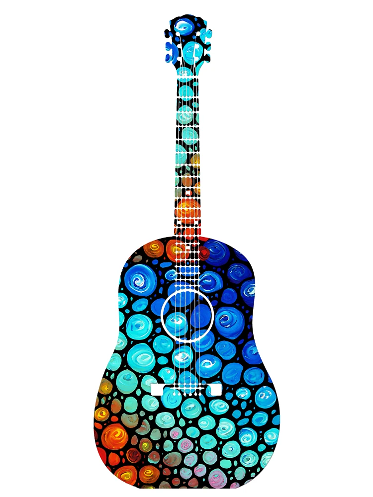 アート・デザイン・音楽 the days of acoustic guitars Colorful Mosaic Music Art Acoustic Guitar Artwork